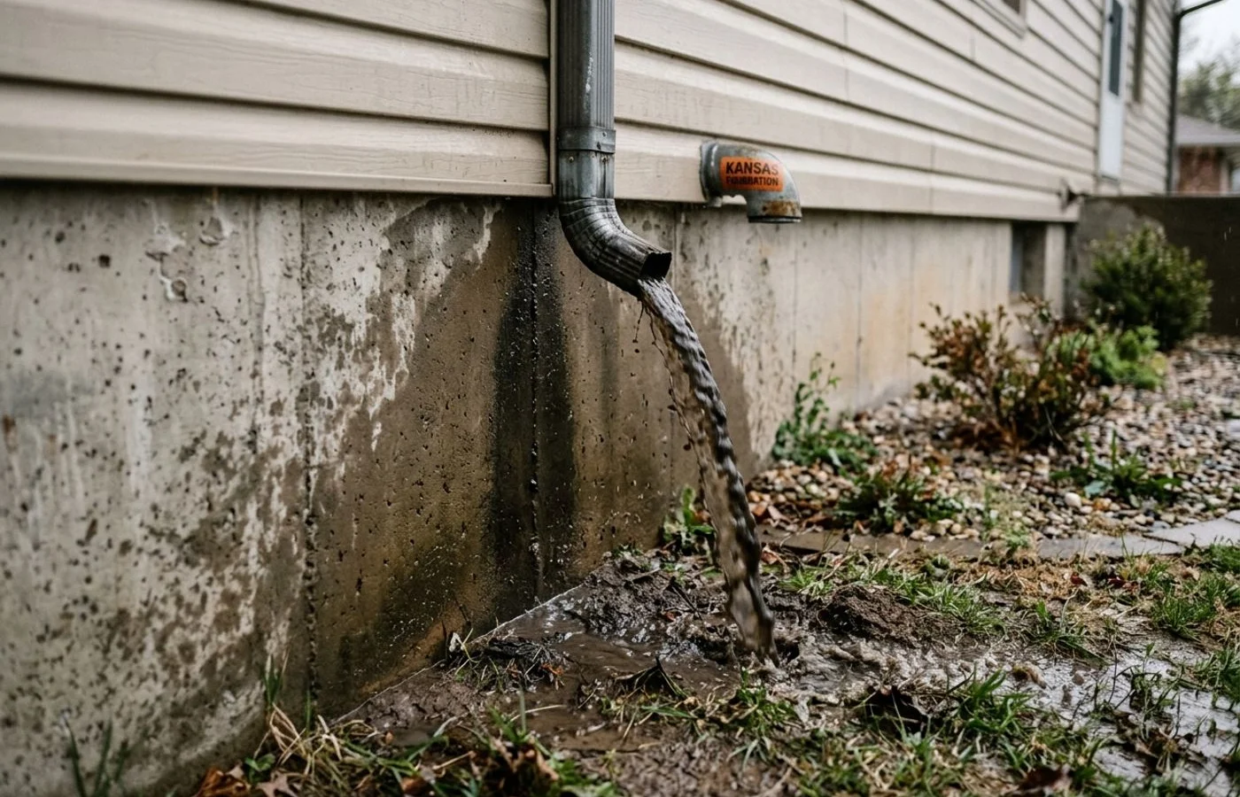 Downspout dumping water against the foundation