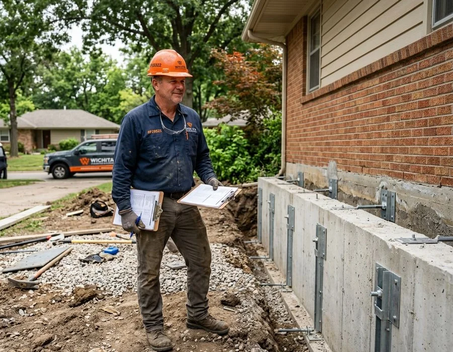 Wichita Foundation Solutions specialist at a stabilized Kansas home