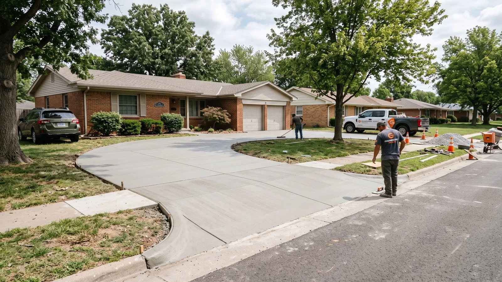 Leveled residential driveway restored to grade