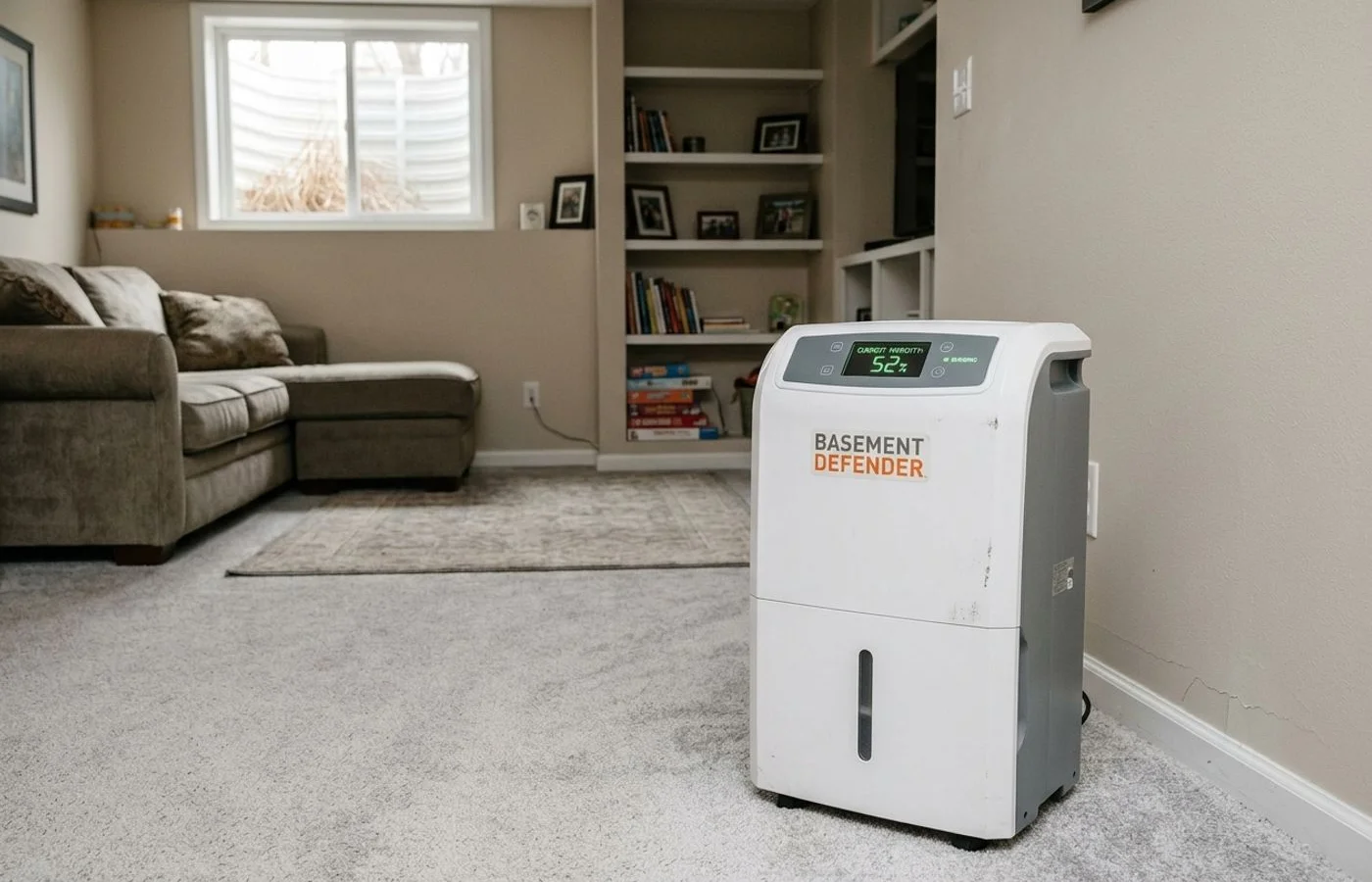 Dehumidifier running in a finished basement