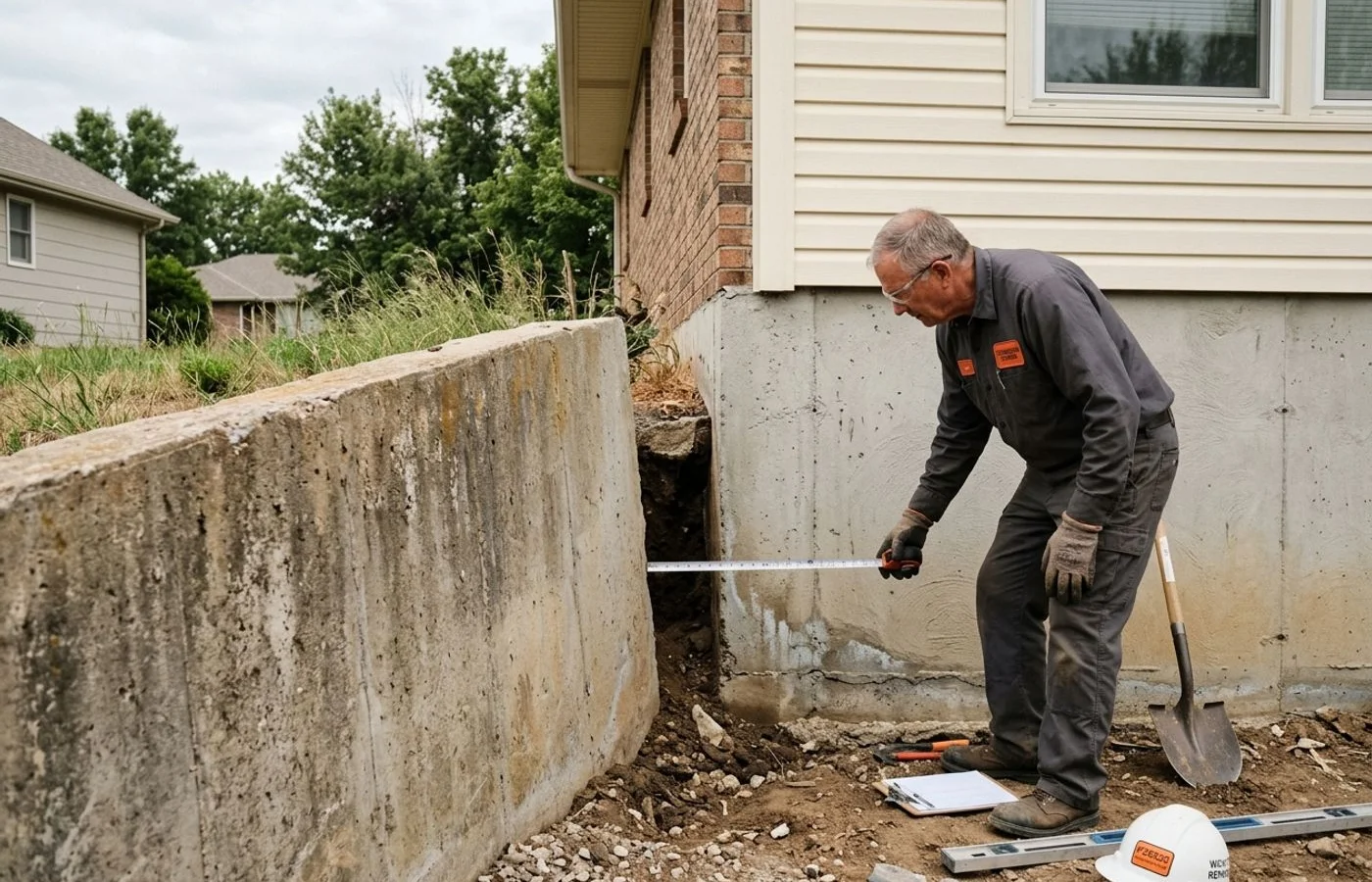 Separation between wall and adjacent structure