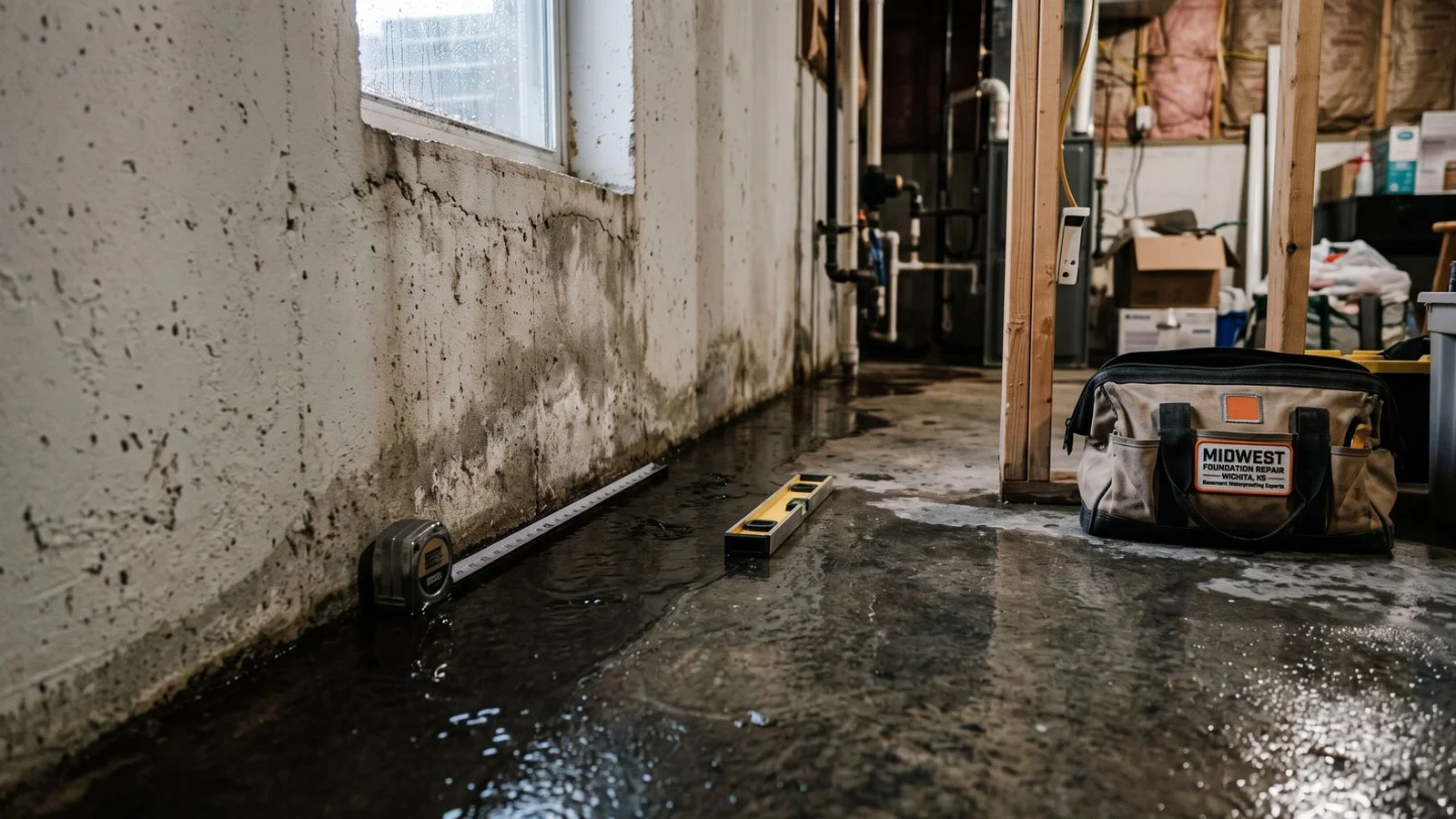 Water seepage at basement wall-floor joint after rain